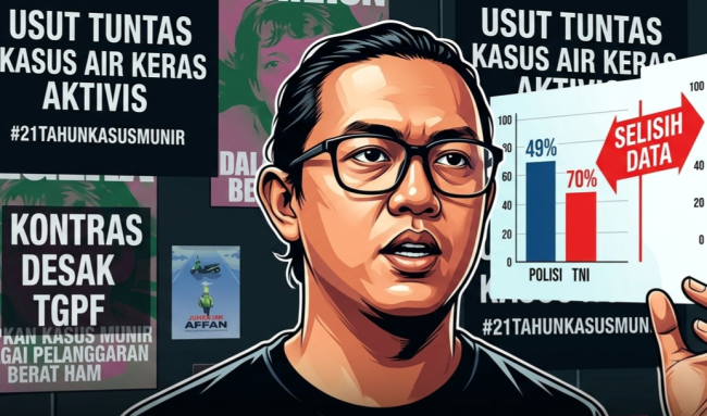 KontraS Soroti Selisih Data Polisi–TNI di Kasus Air Keras Aktivis, Desak TGPF Dibentuk