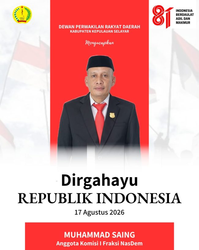 HUT RI DPRD SELAYAR Muhammad Saing