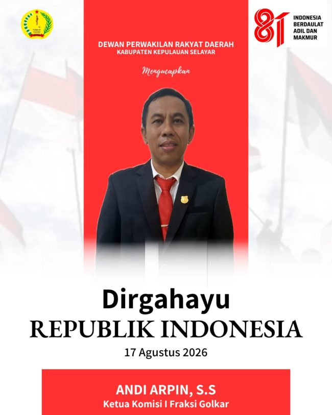 Ketua Komisi I DPRD Kabupaten Kepulauan Selayar Andi Arpin